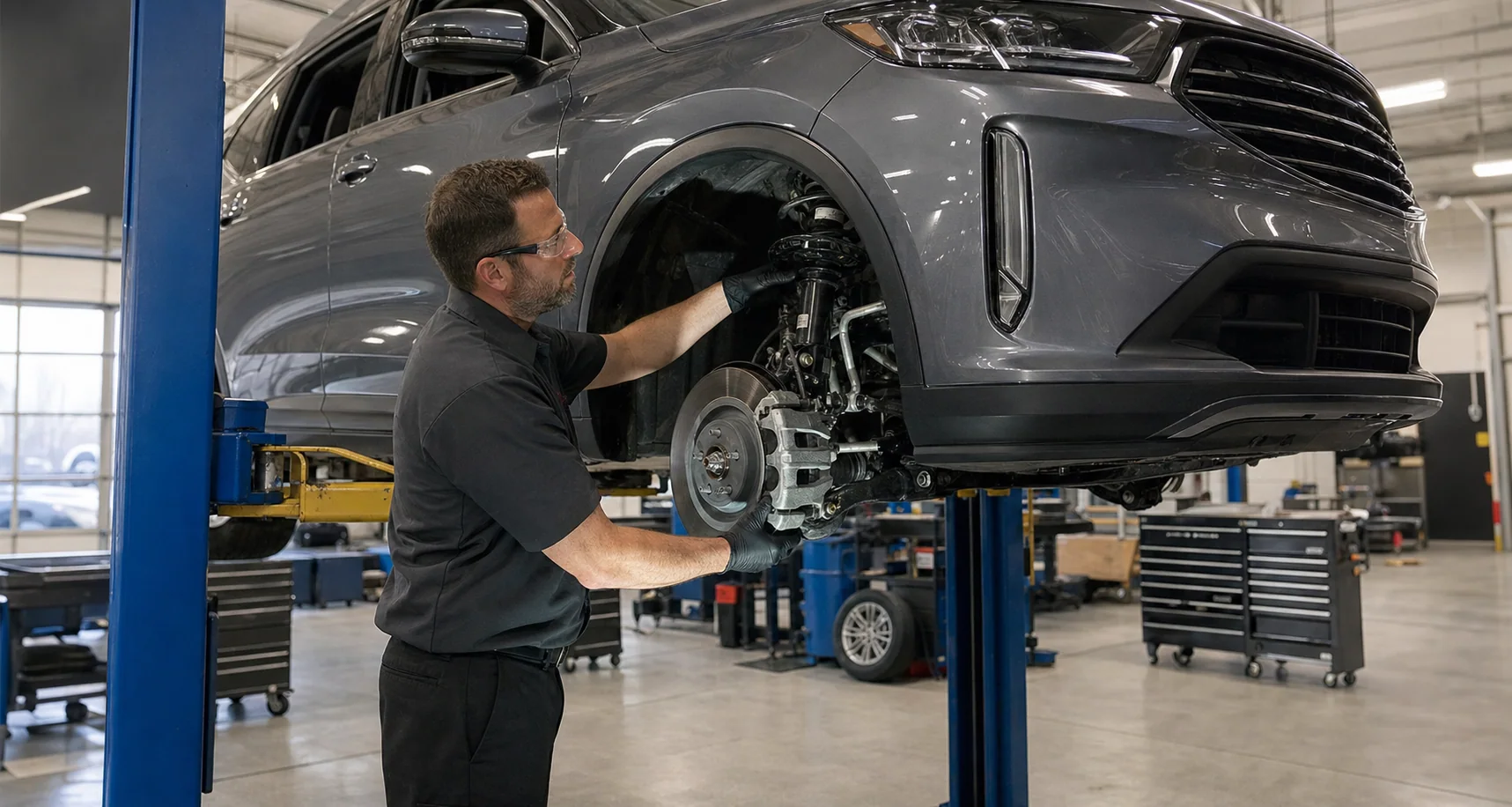Technician working in the Miller Motors service bay